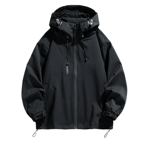 Plus Size Womens Rain Jacket with Hood Packable Lightweight Windbreaker Waterproof Thin Jackets Hiking Travel Black S