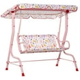 thumbnail image 2 of Outsunny Kids Porch Swing, Outdoor 2-Seat Patio Chair, Toddler Glider with Adjustable Canopy, Seat Belt for Garden Backyard Rabbit Pattern, 2 of 9