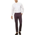 thumbnail image 2 of INSPIRE CHIC Stripes Dress Pants for Men's Slim Fit Business Flat Front Chino Trousers 32 Burgundy, 2 of 5