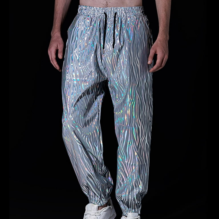 Men Reflective Pants Brand Hip Hop Dance Fluorescent Trousers Casual  Harajuku Night Sporting Jogger Pants