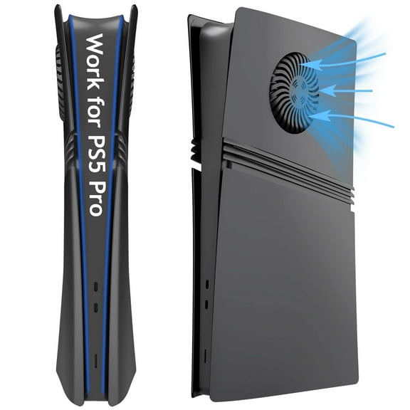 Faceplate for PS5 Pro Console with Cooling Vent & Dust Filter, Cover Plate Replacement (Digital Edition, Black)