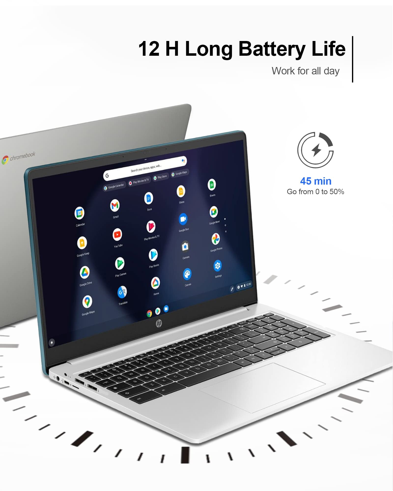 HP Chromebook Laptop for Student & Business, 15.6" HD Display, 8GB RAM, 64GB eMMC, Quad-Core Intel Pentium N200(Up to 3.7GHz), Long Battery Life, WiFi, UHD Graphics, Chrome OS