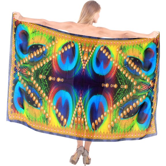 HAPPY BAY Women's Beachwear Summer Beach Wrap Bikini Wraps Sarong Coverups Skirt Swimsuit Swimwear Swim Cover up for Women One Size Mikado, Peacock