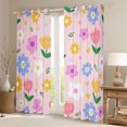 thumbnail image 2 of Feelyou Pink Groovy Flower Black Out Curtains, Kawaii Cartoon Floral Curtains Pack of 2 (42x63 Each), Teens Kids Girls Women Bedroom Curtains, Window Curtains Home Decor, 2 of 6