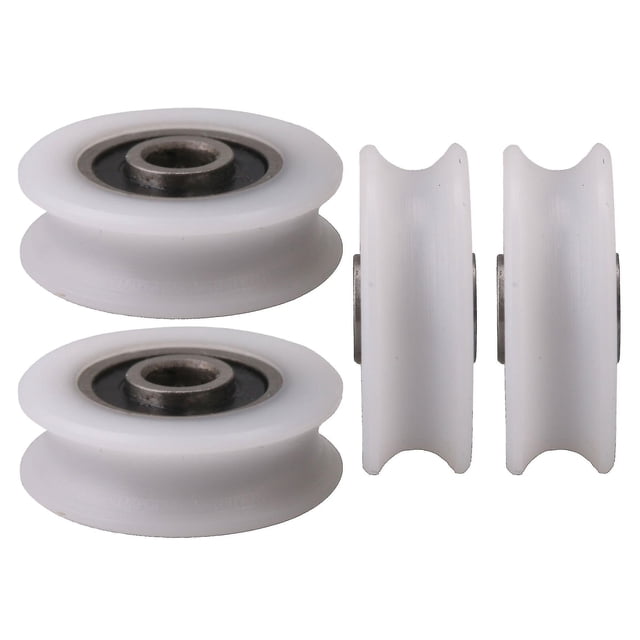 Rueda de polea de nylon con ranura en U de 4mm de diámetro interior blanco para puerta corredera, 11 kaili Sencillez