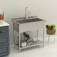 thumbnail image 3 of 36 in. Freestanding Stainless Steel Single Bowl Commercial Utility Sink with Faucet for Laundry Room, 3 of 11