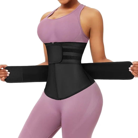 Labymos Sweat Waist Trainer for Women Two Belts, Neoprene Workout Corset Waist Trainer Cincher Trimmer Shaper Zipper