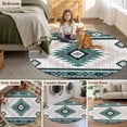 thumbnail image 6 of Round Area Rug 8ft,Turquoise Aztec Bohemian Geometric Washable Carpet Non-Slip Runner Accent Rugs Indoor Floor Mat for Bedroom Living Room Decor,Vintage Ethnic Tribal, 6 of 9