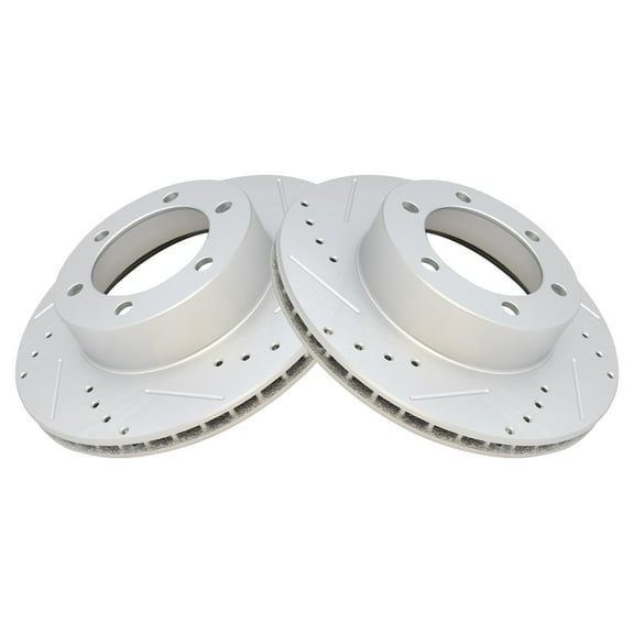 TRQ Front Performance Brake Rotors Set Premium G-Coated Cross Drilled & Slotted Fits Select 1996-2002 Toyota 4Runner 2004 Tacoma