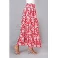 thumbnail image 5 of Women Red Cotton Maxi Skirt, Boho Flowy White Paisley Motif Hand Block Print with Elastic Waist, M, 5 of 6