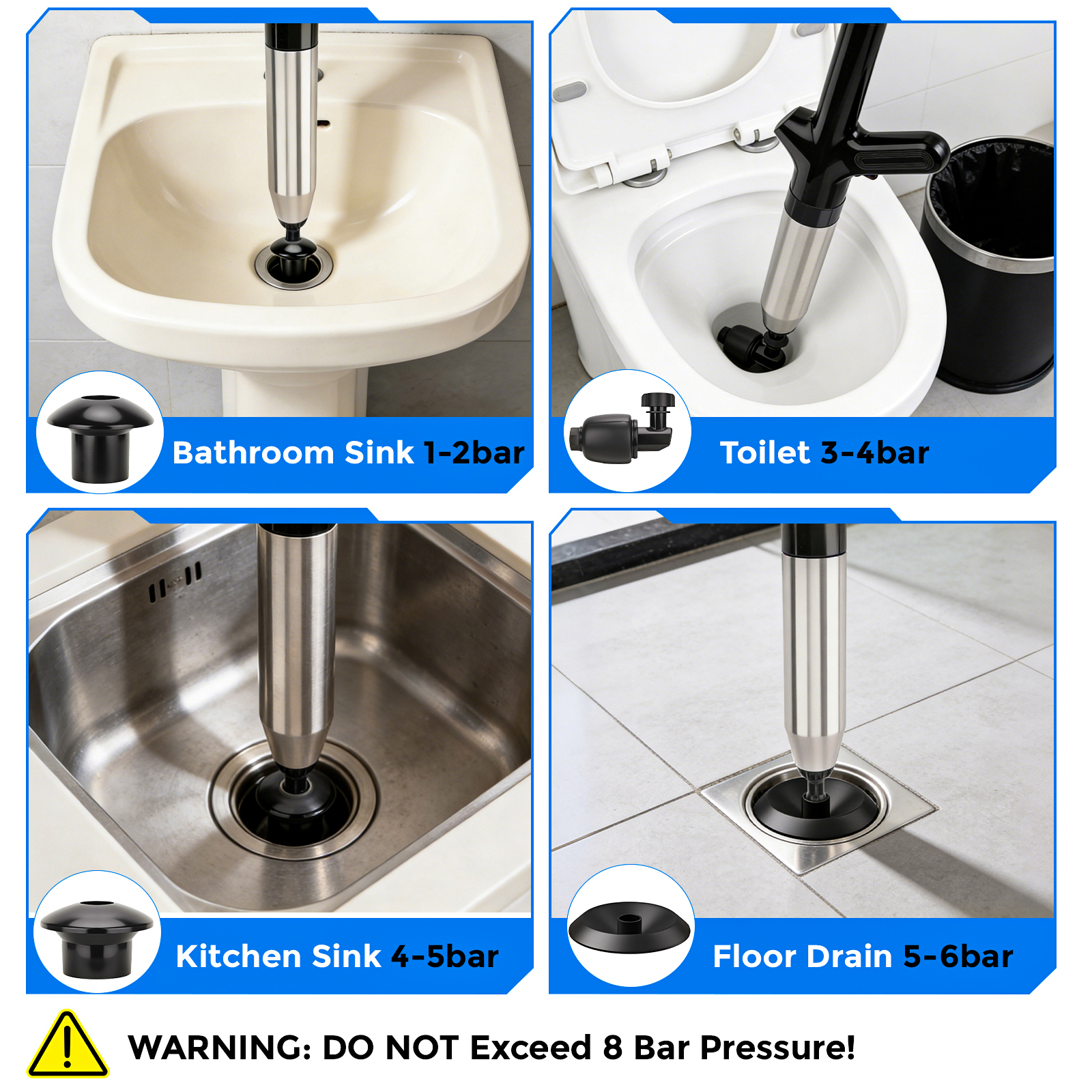 Foukus High Pressure Air Plunger with Pressure Gauge photo 2