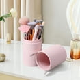 thumbnail image 6 of EBCUE 7.87" Portable Makeup Brush Holder with Strap Waterproof PU Leather Travel Makeup Brush Case Bag Cup Brush Storage Dustproof Bag for Women Makeup Brushes Pencils Toothbrush Hand Cream Pink, 6 of 7