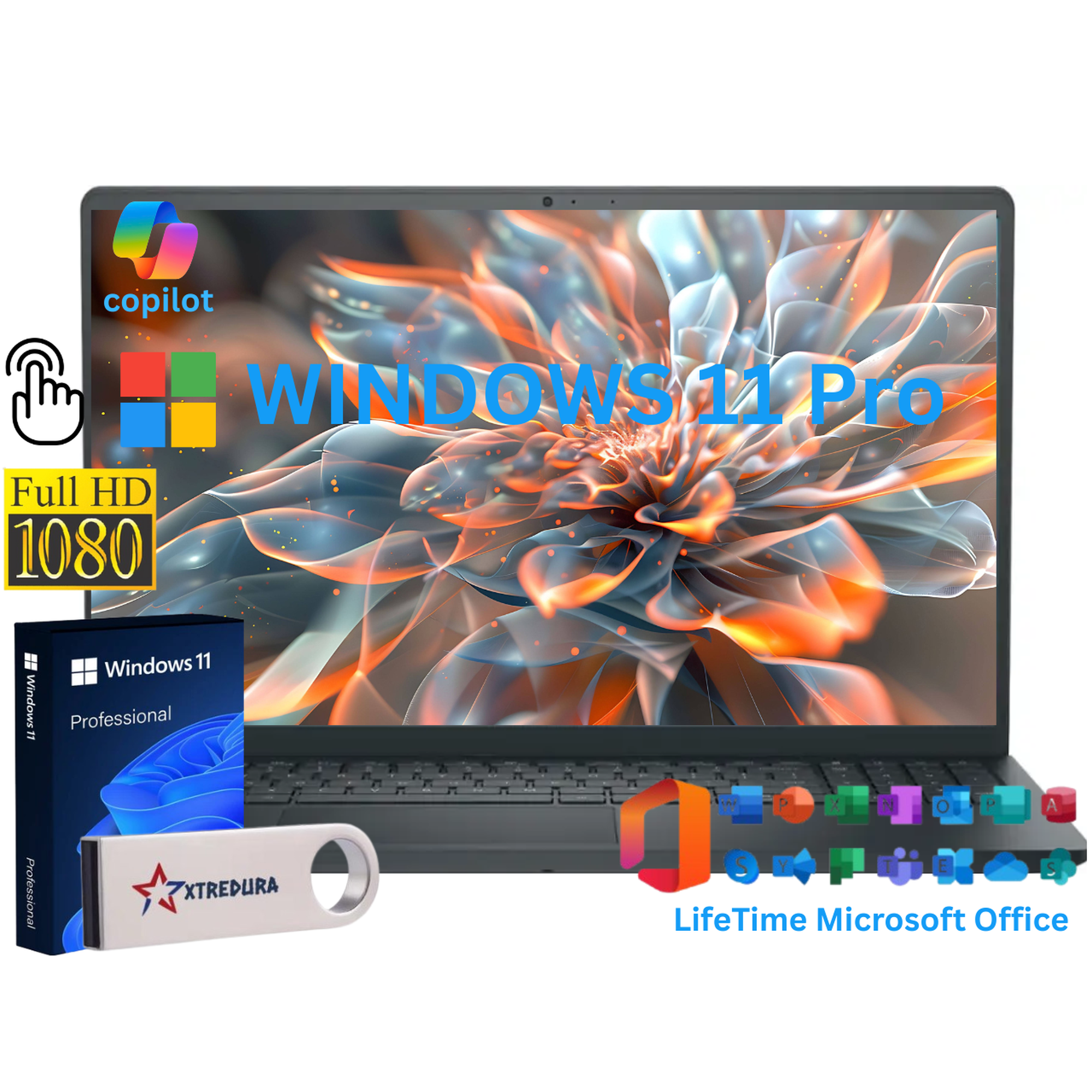 Dell Inspiron 15 3530 Business&Home Laptop Computer, 15.6" FHD Touchscreen, 13th Gen Intel Core i5-1314U, 16GB RAM, 256GB PCIe SSD,Lifetime MS Office, Windows 11 Pro/XTREDURA Flash Drive