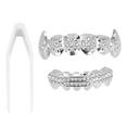 thumbnail image 2 of Juego de dentaduras postizas de hip hop galvanizadas, reutilizables, resistentes a la decoloración, para decoración de dientes en festivales de Halloween, color plateado, 2 of 14