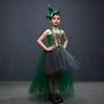 thumbnail image 6 of IBTOM CASTLE Kids Girls Witch Costumes Halloween Cosplay Costume Fancy Dress Cloak Witch Broom 3PCS Dress up Outfit 2-3 Years Green2, 6 of 8