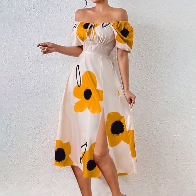 Styesk Robes pour Femmes Dames Décontractées Style Vacances Robe Imprimée Robe de Plage