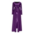 thumbnail image 4 of IROINNID Sequin Dress for Women Round- Neck Palette Suspenders High Waist Condole Gold Velvet High Waist Formal Dress Deals,Purple, 4 of 6