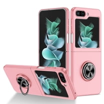 ELEHOLD Slim Case for Samsung Galaxy Z Flip 5 Rugged Case with Metal Ring Holder Kickstand Magnetic Shockproof Durable Case for Samsung Galaxy Z Flip 5, Pink
