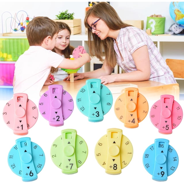 Math Fidget Spinners, 9PCS Math Facts Fidget Spinner Educational Toys for Kids Students Early Math Education Multiplication & Addition Toys