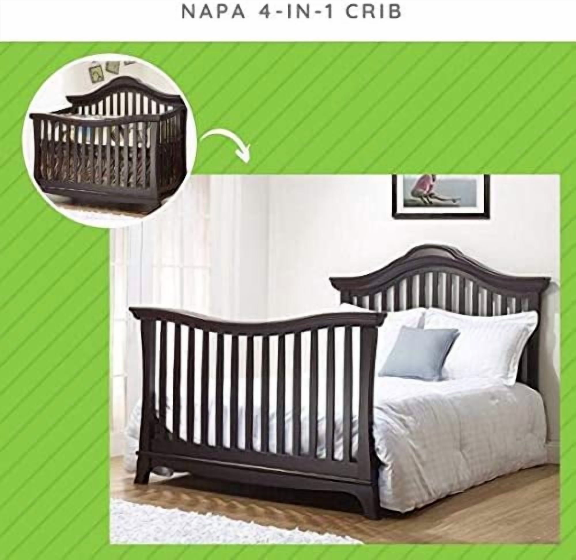 Full-Size Conversion Kit Bed Rails for Sorelle Cribs (Espresso, Model #215)