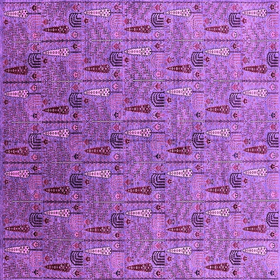 Ahgly Company Indoor Square Oriental Purple Industrial Area Rugs, 3' Square