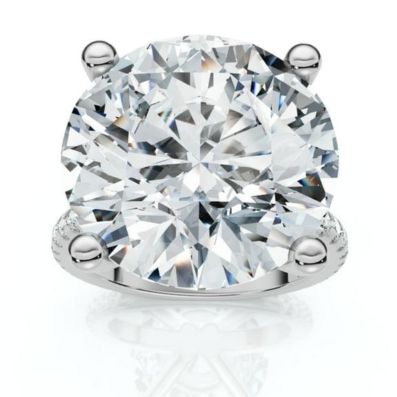 Pompeii Certified 10 1/3Ct Round Diamond Engagement Ring With Accents 14k Gold Lab Grown