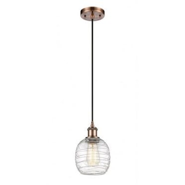 516-1P-AC-G1013-Innovations Lighting-Belfast - 1 Light Cord Hung Mini Pendant In Industrial Style-9 Inches Tall and 6 Inches Wide-Antique Copper
