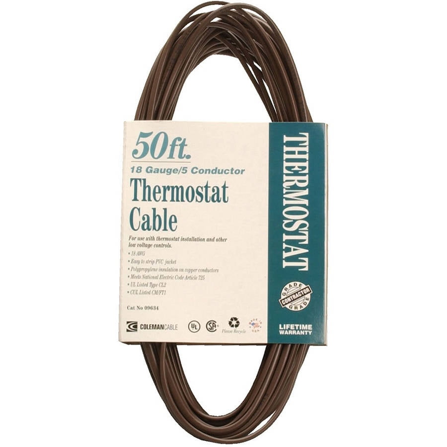 Coleman Cable 09634 CL2 Bulk Thermostat Cable, 18Gauge, 5Conductor