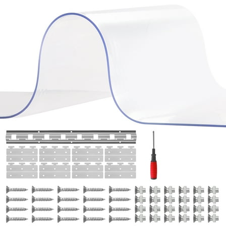 KFFKFF Clear PVC Strip Curtain, 84 in H x 48 in W x 0.08 in Thick, 8-Piece Plastic Door Strips for Freezers, Warehouses, and Garages