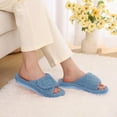 thumbnail image 3 of Litfun Women's Fuzzy Orthopedic Slippers with Arch Support Open Toe House Shoes for Plantar Fasciitis, Blue, 3 of 7