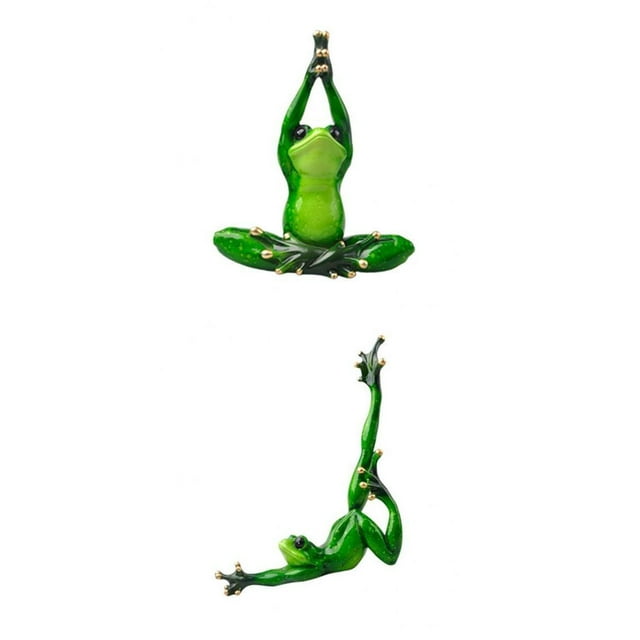 2 uds estatuil moderna escultura de Yoga 3D para decoración de juguete de escritorio para perfecl Figuras de ranas de resina Onament
