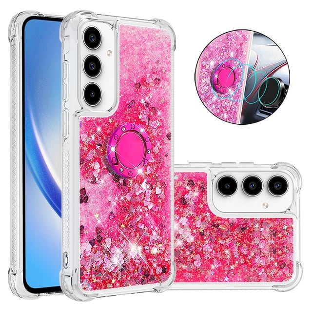 Case for FOXDOCK Samsung Galaxy A56 Full Corner Protection Glitter Phone Case with Ring Holder