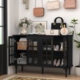 thumbnail image 3 of HLR 47.6" Modern Vintage Sideboards Buffet Cabinet with 4 Lattice Glass Door, Black, 3 of 7