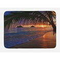 thumbnail image 1 of Hawaiian Bath Mat, Pacific Sunrise at Lanikai Beach Hawaii Sandy Tropics Hills Leaves Landmark, Non-Slip Plush Mat Bathroom Kitchen Laundry Room Decor, 29.5 X 17.5 Inches, Purple Bronze, Ambesonne, 1 of 2