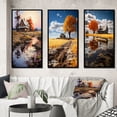 thumbnail image 1 of Designart "Farmhouse Homestead Reflections painting" Landscape & Nature Framed Wall Art Set Of 3 - Brown Farm Frame Canvas Set For Living Room Decor, 1 of 6