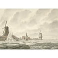 thumbnail image 3 of Cornelis de Jonker 14x11 Black Modern Framed Museum Art Print Titled - Face of the Cruise of the Ice, on and Against the Parapet Agter De Runmolen in Gorinchem, the 20.N February 1799 (1807), 3 of 5