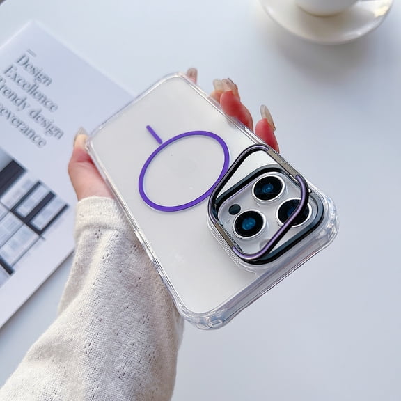 for iPhone 11 Clear Magnetic Case, Compatible with Mag-Safe, Anti-Yellowing Transparent Shockproof Slim Magnetic Rugged Hybrid Protective Phone Cover for iPhone 11, Darkpurple