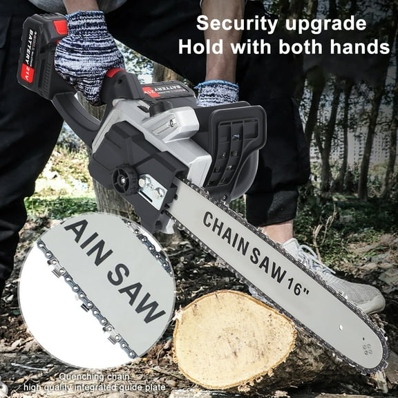 cbehtwi 16 Inch Cordless Brushless Chainsaw – 2 Batteries & Dual Port Rapid Charger Included, Ideal for Tree Felling, Pruning & Firewood