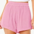 thumbnail image 2 of uublik Workout Shorts With Pockets for Women Casual Elastic Waist Shorts High Waisted Wide Leg Lightweight Beach Shorts Pink, 2 of 5