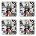 thumbnail image 1 of Fashion Coaster Set of 4, Model Posing and Sitting on Tabouret with Clothes Grunge Street Style Print, Square Hardboard Gloss Coasters, Standard Size, White and Black, by Ambesonne, 1 of 2
