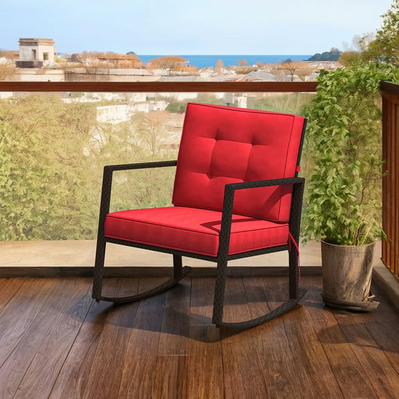 Aimee Lii Outdoor Rocking Chair, Patio Rocker Chair, Weather Resistant,for Lawn, Porch, Backyard, Indoor and Garden, Red