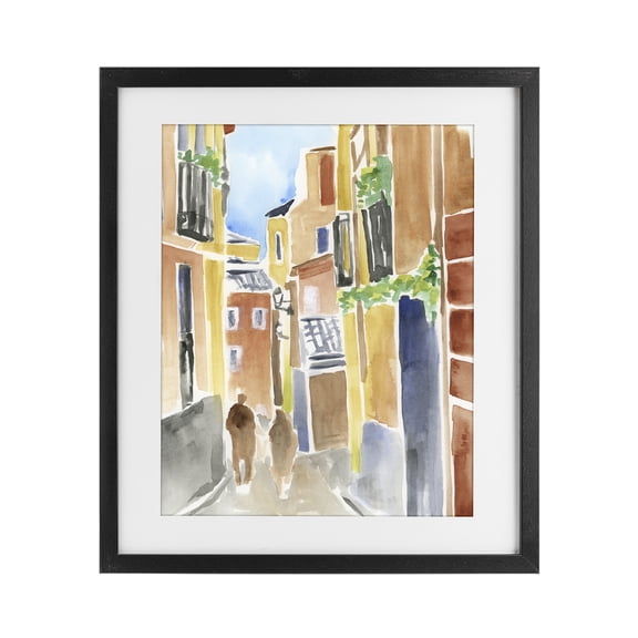Stupell Industries Victorian Calles de Madrid Architecture Black Framed Print Under Glass, 13 x 16, by June Erica Vess