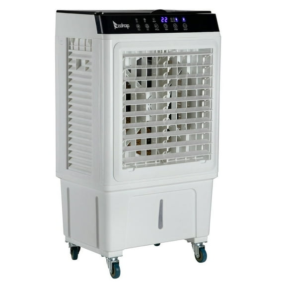 GVN 3 in 1 Portable Evaporative Cooler, Indoor, Outdoor,Personal Air Cooler with Remote, 7.93 Gal Large Water Tank & Scroll Casters, 4 Ice Packs, White
