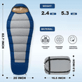 thumbnail image 2 of All-Season Navy Mummy Sleeping Bag for Adults, 0 ° C Rated, Cotton Canvas with Zipper, Compact Backpacking Design, 2 of 6