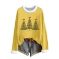 thumbnail image 2 of HOMBOM Womens Christmas Tops Yellow Long Sleeve Pullover Cute Fuzzy Reindeer Crewneck Xmas Blouse for Ladies, 2 of 6
