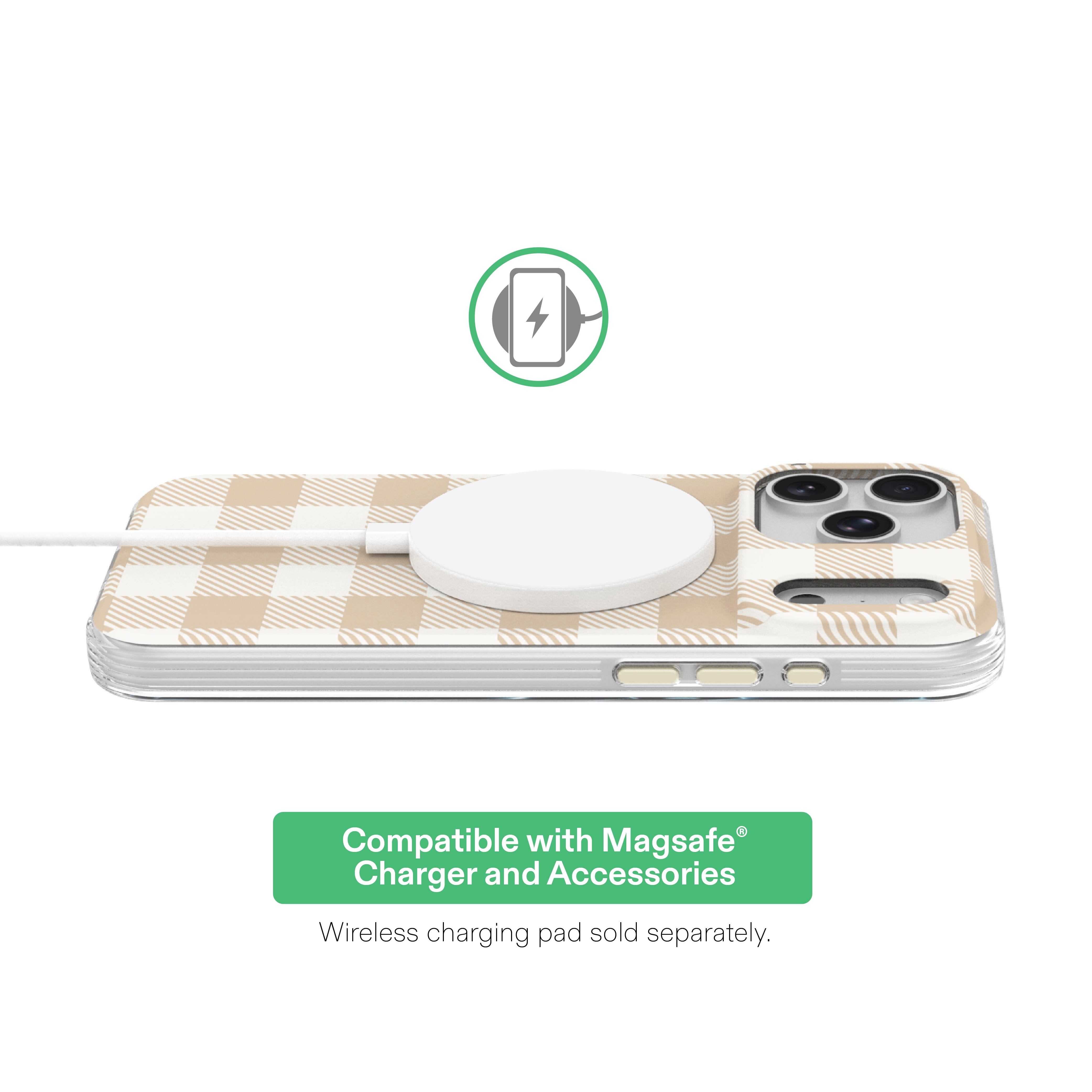 onn Phone Case for iPhone 18 Pro Max / 17 Pro Max, MagSafe Compatible - Beige Gingham