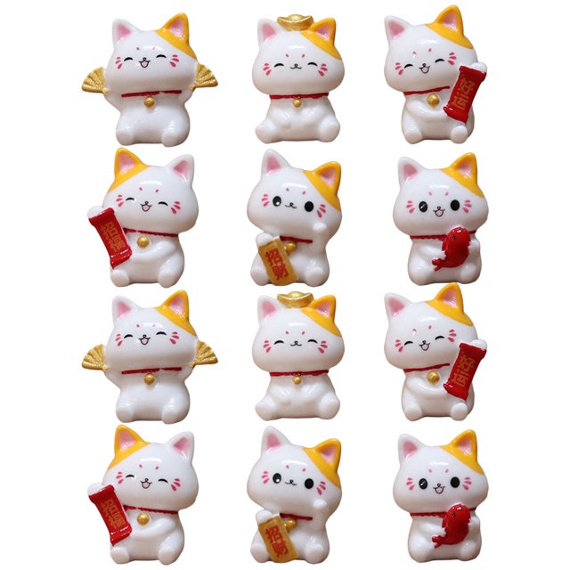 12 piezas de figuras de gato en miniatura figuras de gato realista juguetes para gato adorno de paisaje