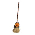 thumbnail image 1 of Escoba de bruja voladora realista de 31,5 pulgadas de alto con luz para decoración de Halloween negro naranja, 1 of 9