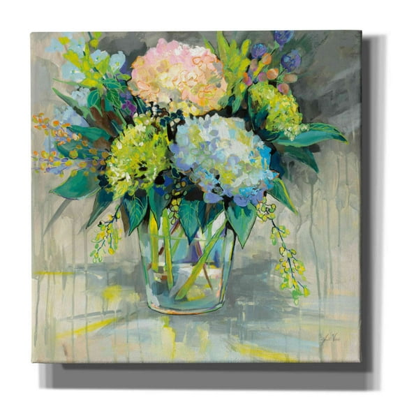 Epic Graffiti 'Hydrangeas from the Garden' by Jeanette Vertentes, Canvas Wall Art, 37"x37"
