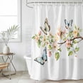 thumbnail image 4 of Floral Butterfly Bathroom Shower Curtains with 12 Hooks Polyester Waterproof Shower Curtain for Stalls and Bathtubs Watercolor Colorful Botanical Plants Decorative Bathroom Curtain 36x72 Inches, 4 of 9